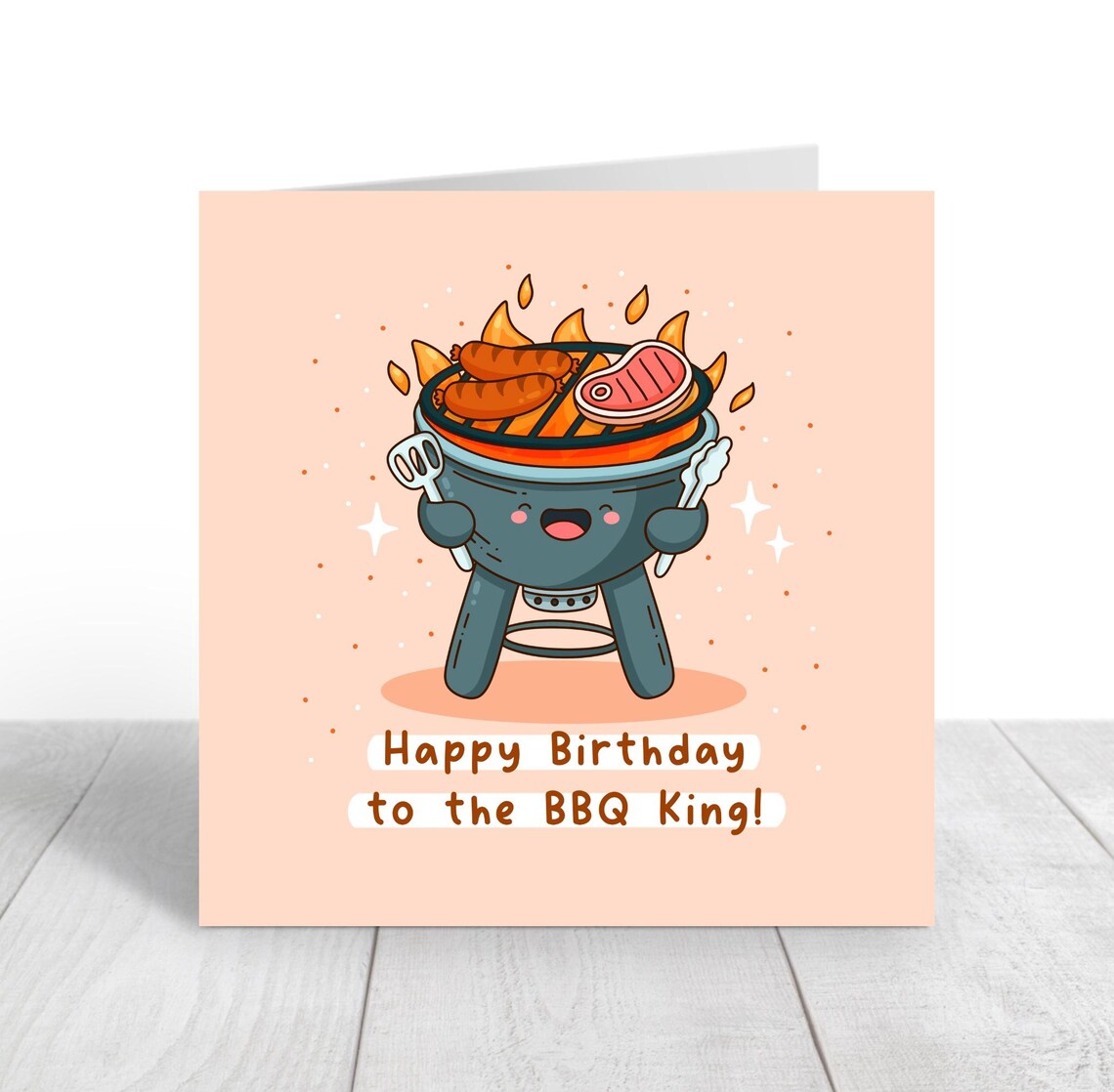Kawaii BBQ Grill Birthday Pun Poster with Happy Birthday BBQ King - Image 2