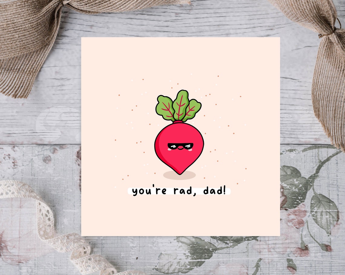 Youre Rad Dad Cute Beetroot Fathers Day Pun Illustrated Card Print - Image 2