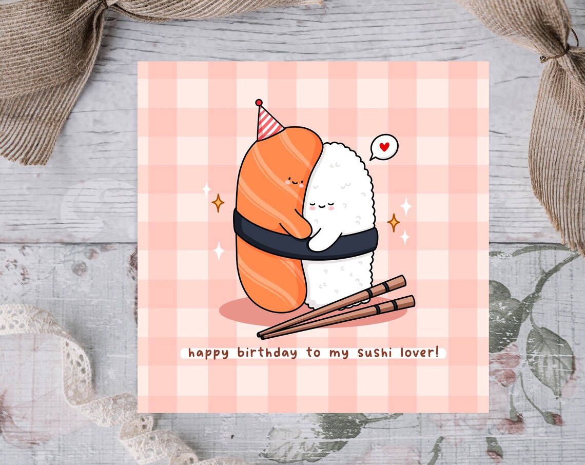 Kawaii Happy Birthday to My Sushi Lover Nigiri Pun Art Print - Image 3