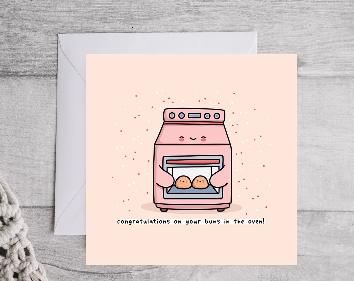 Pink Oven With Twin Buns Congratulations Buns In The Oven Wall Art - Image 4