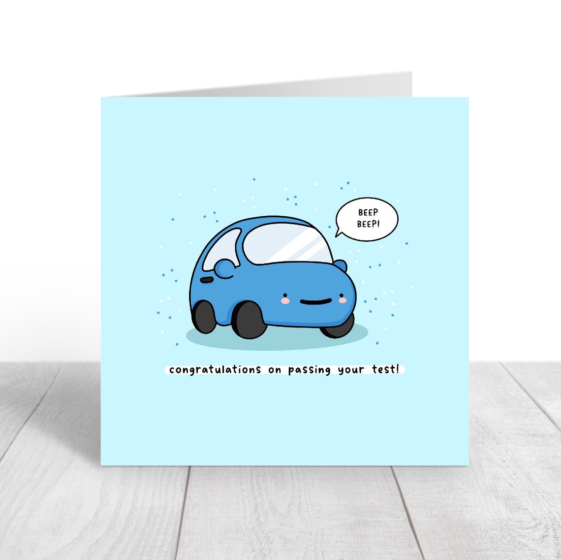 Congratulations On Passing Your Test Kawaii Blue Car Card Poster - Image 4