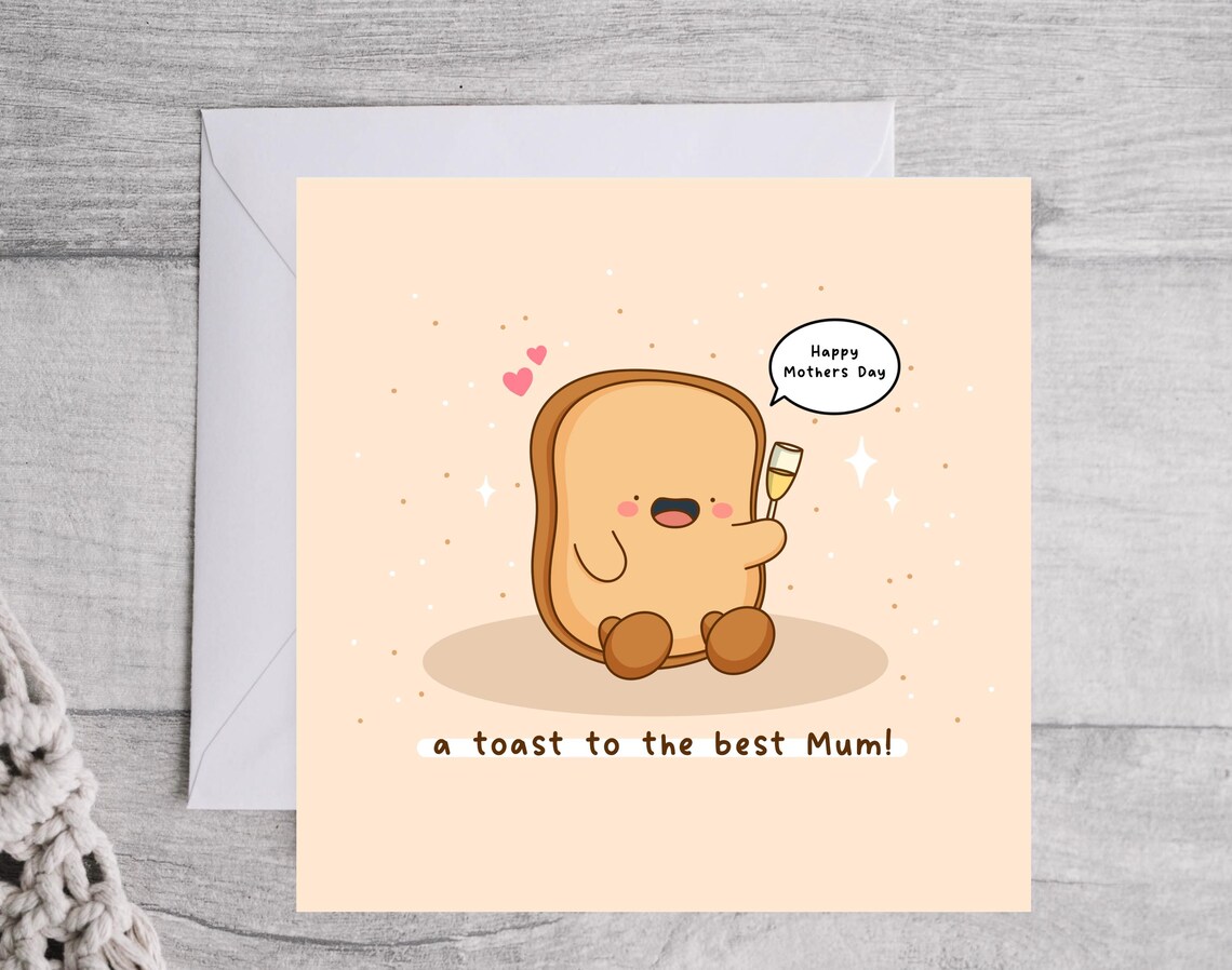 Kawaii A Toast to the Best Mum Champagne Pun Mothers Day Print - Image 4