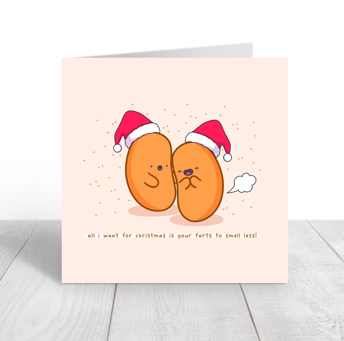 Baked Beans Santa Hats Funny Christmas Farts Card Rude Print - Image 3