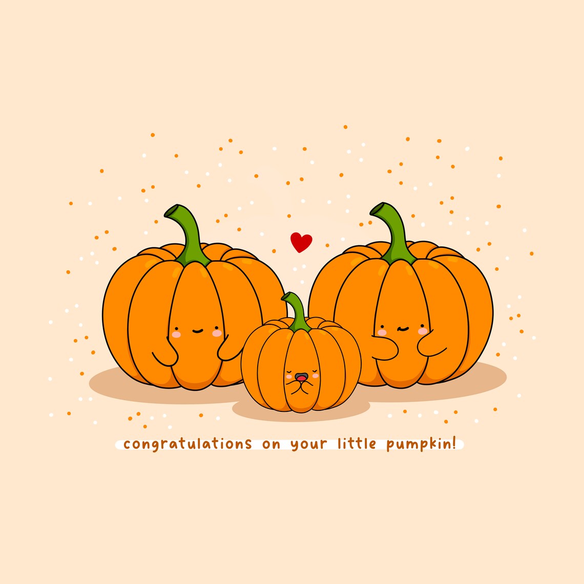 Pumpkin New Baby Card, Kawaii Halloween Art Print - Image 2