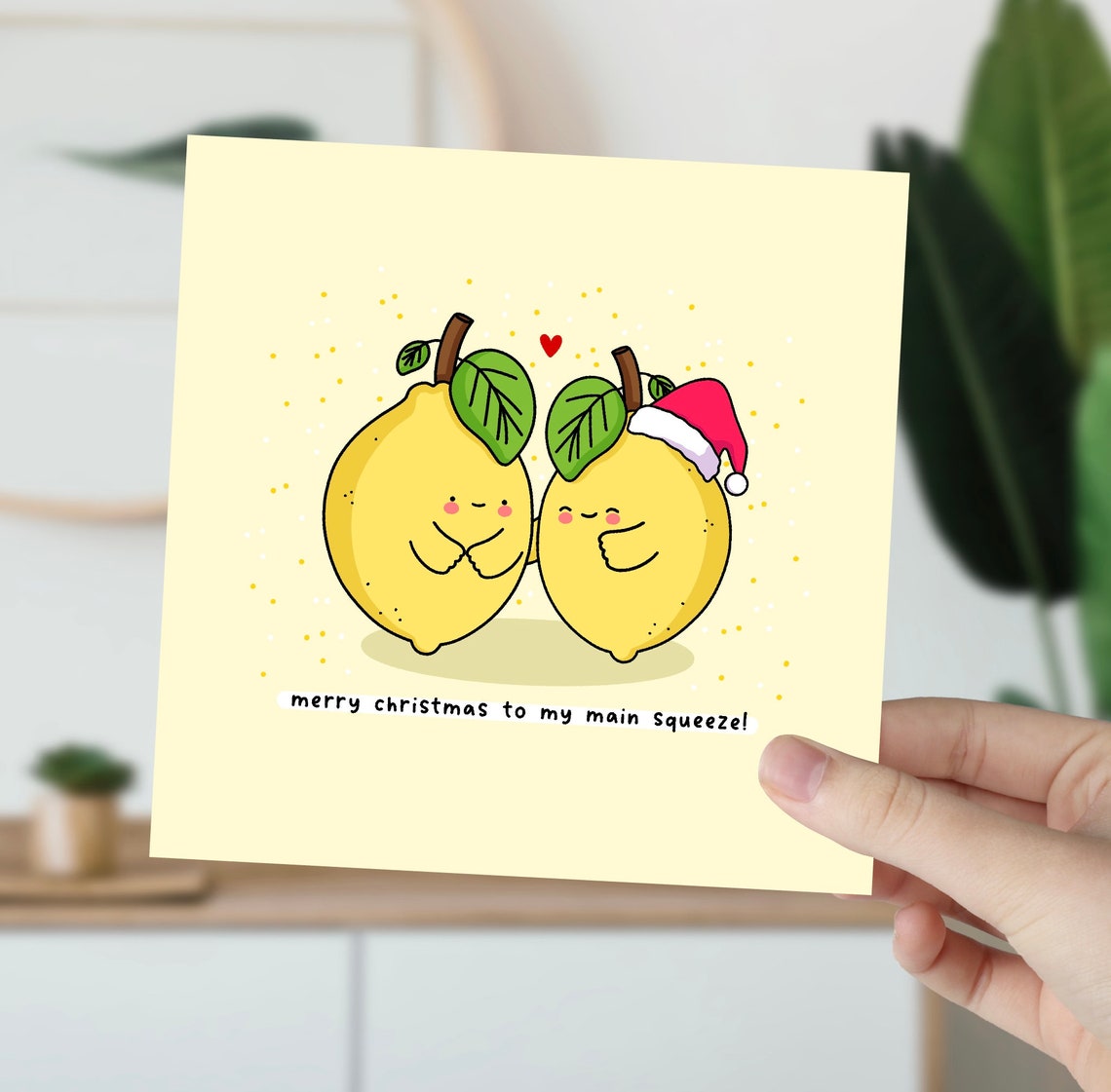 Kawaii Lemon Couple Santa Hat Merry Christmas Main Squeeze Wall Art - Image 6