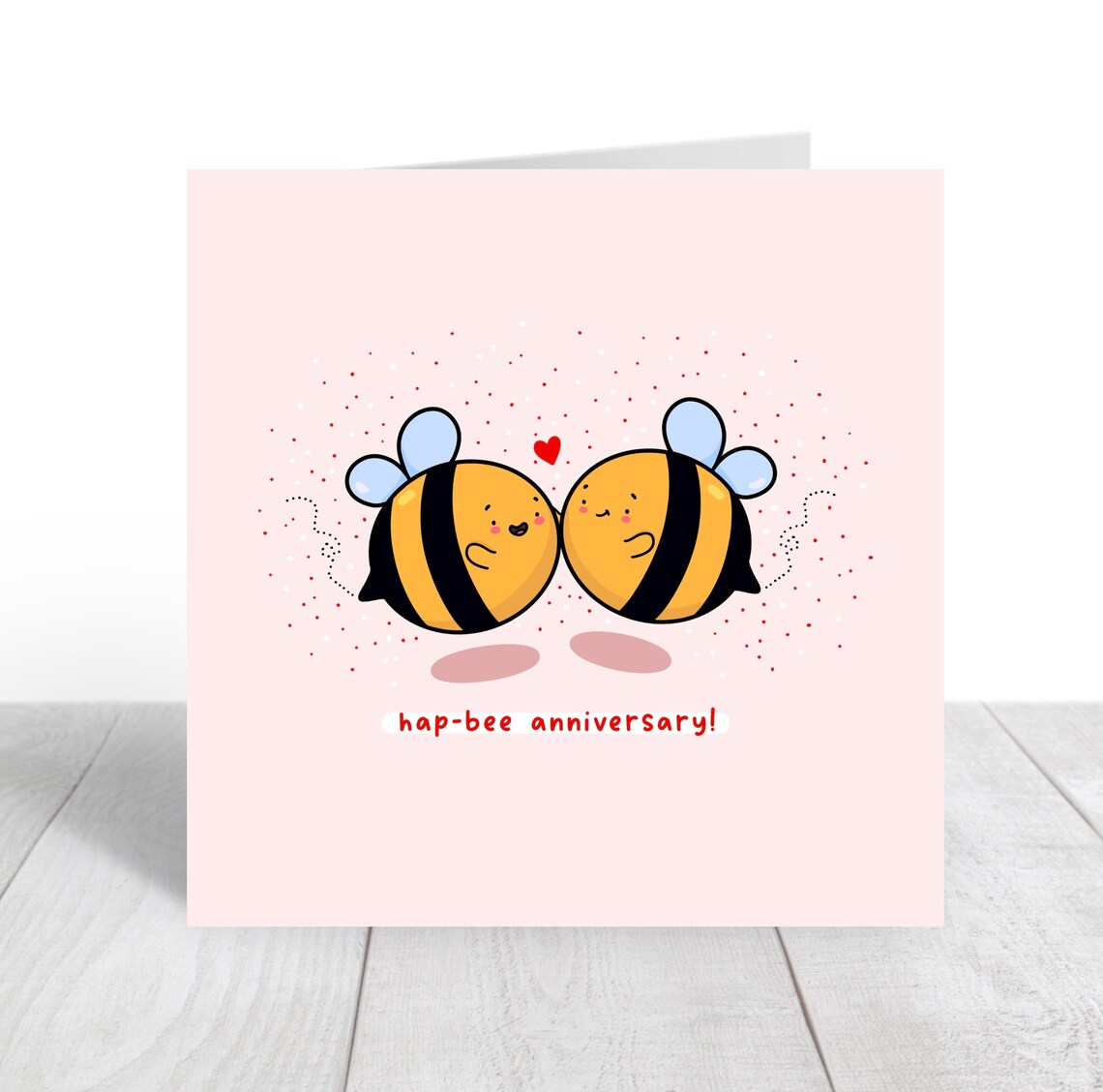 Kawaii Bumble Bees Hap-Bee Anniversary Sweet Love Card Art Print - Image 4