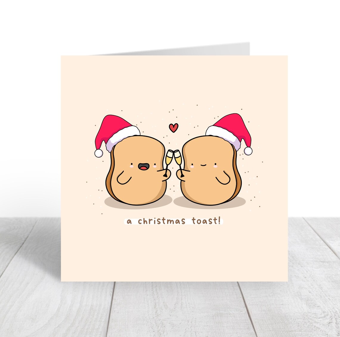 Kawaii Toast Christmas Pun Poster with Champagne Toast Santa Hats - Image 2