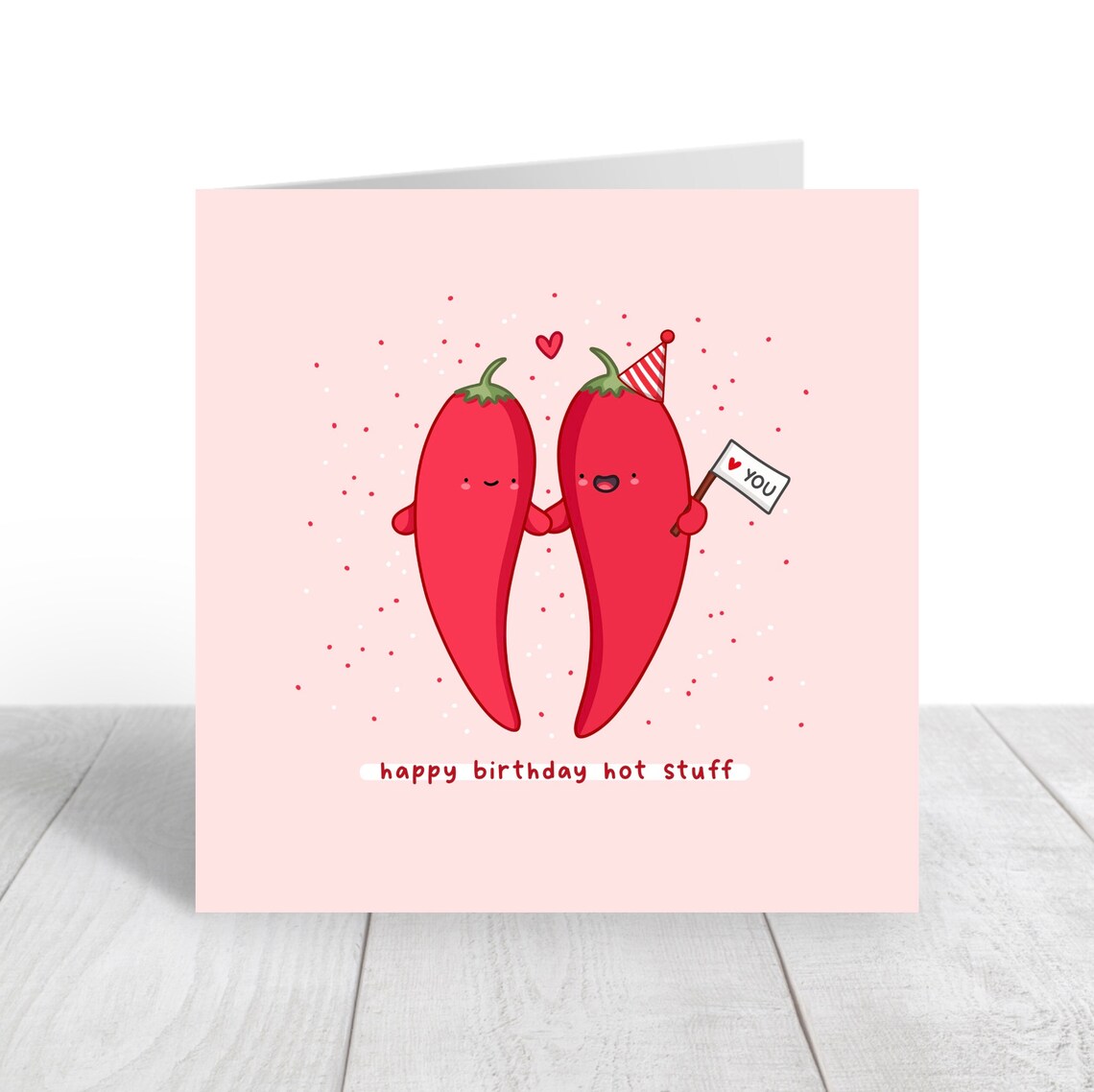 Happy Birthday Hot Stuff Card Funny Pun Birthday Card Punny Love Card Chilli Pun - Image 5
