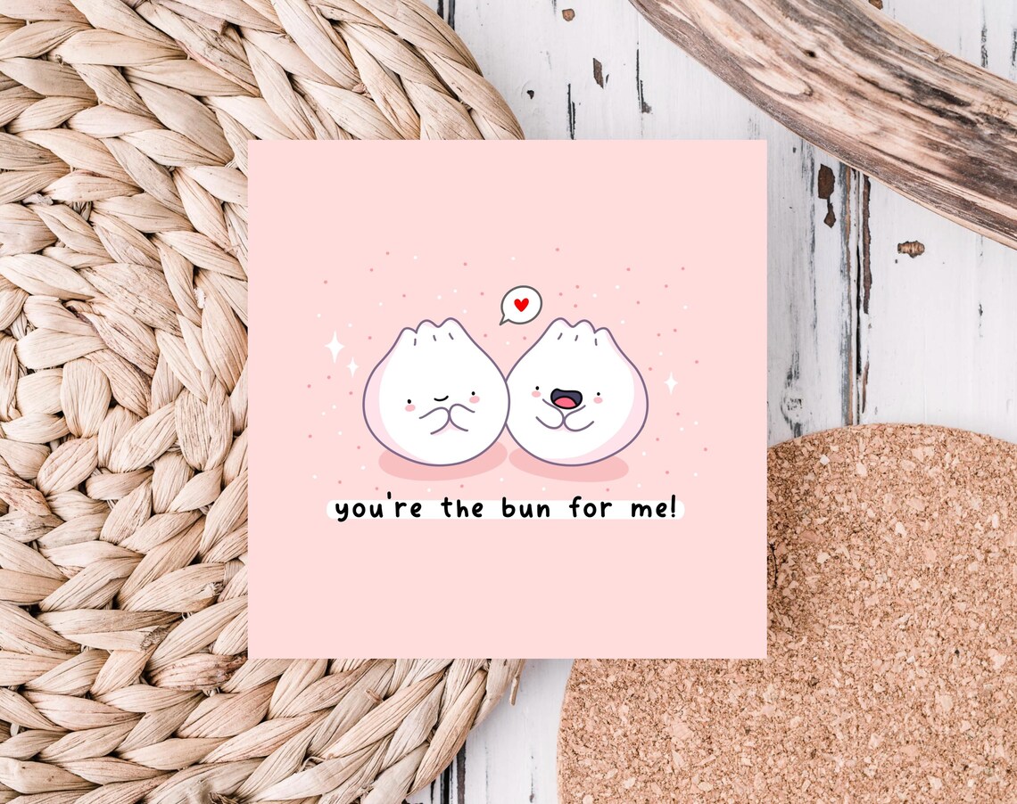 Kawaii You Are the Bun for Me Bao Dumpling Pun Love Art Print - Image 5