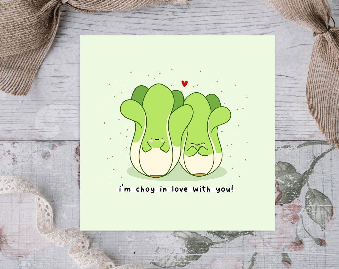 Im Choy In Love With You Bok Choy Love Pun Illustrated Card Print - Image 4