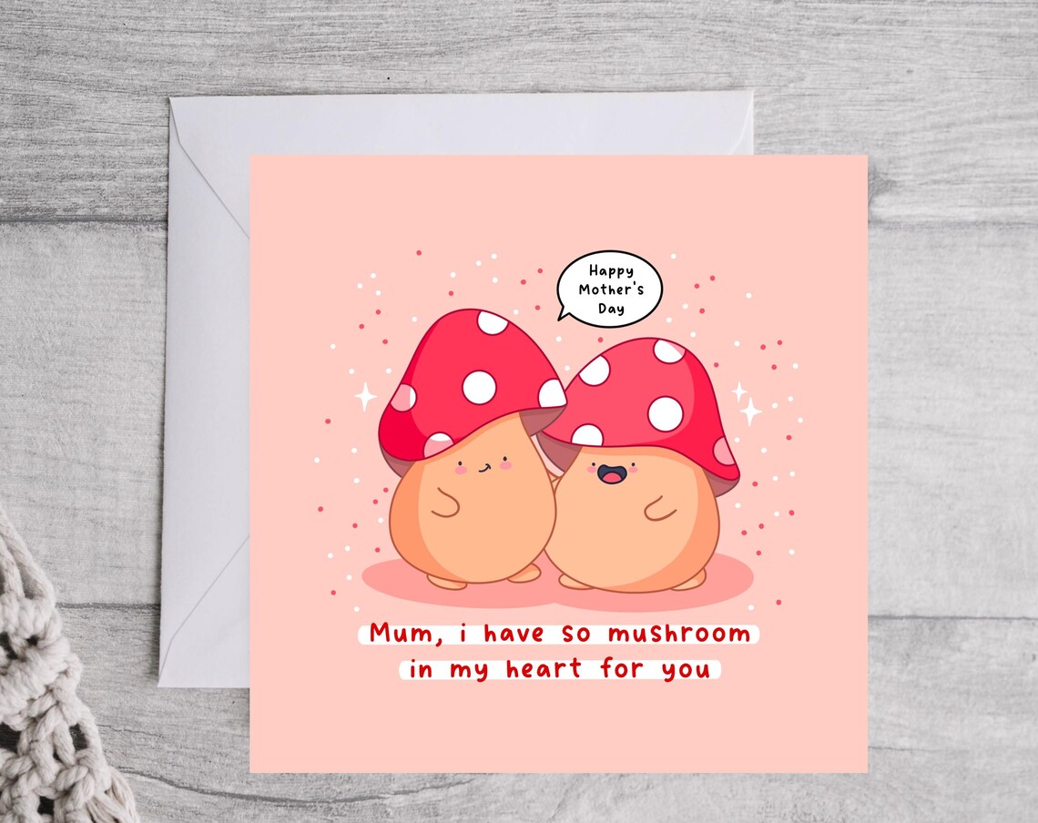 Kawaii Mum I Have So Mushroom in My Heart for You Pun Art Print - Image 4