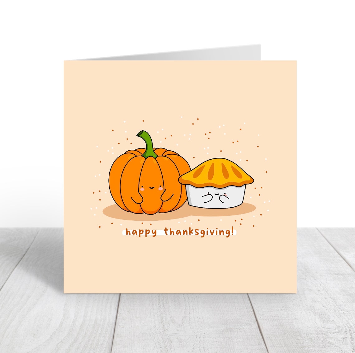 Happy Thanksgiving Kawaii Pumpkin And Pie Holiday Card Poster - Image 5