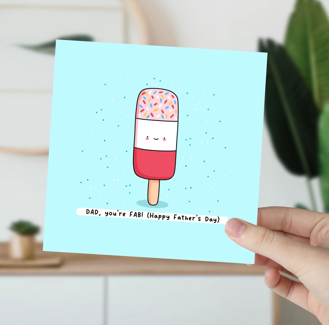 Kawaii Fab Ice Lolly Fathers Day Pun Poster with Dad Youre Fab - Image 5