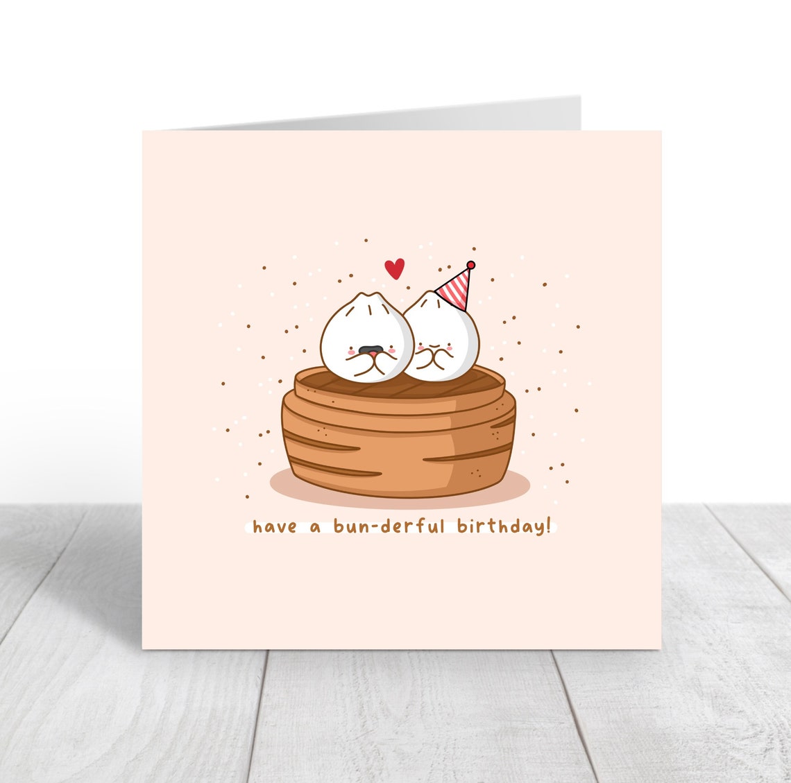 Bao Buns in Bamboo Steamer Bun-derful Birthday Card Cute Print - Image 4