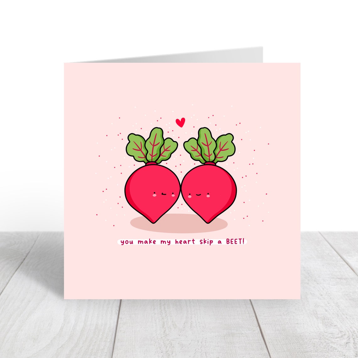 You Make My Heart Skip a Beet Funny Smiling Veggie Pun Card Poster - Image 2