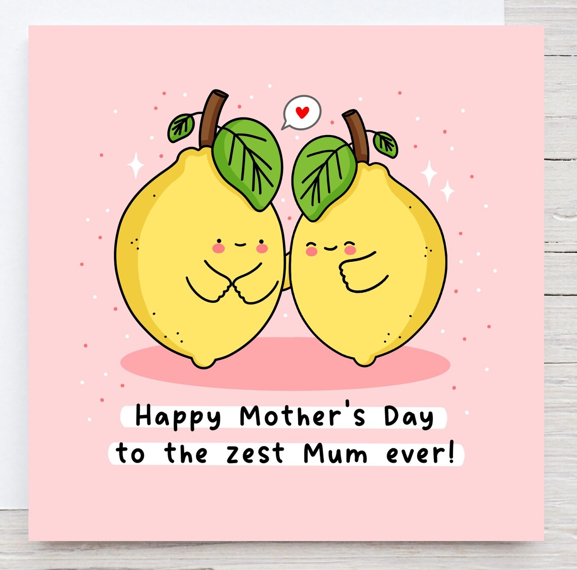 Cute Mothers Day Card Best Mum Ever Punny Card For Mum Kawaii Lemons