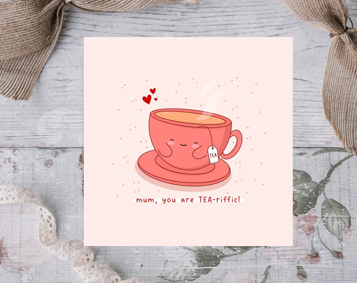 Mum You Are Tea-Riffic Kawaii Pink Teacup Mothers Day Poster - Image 3