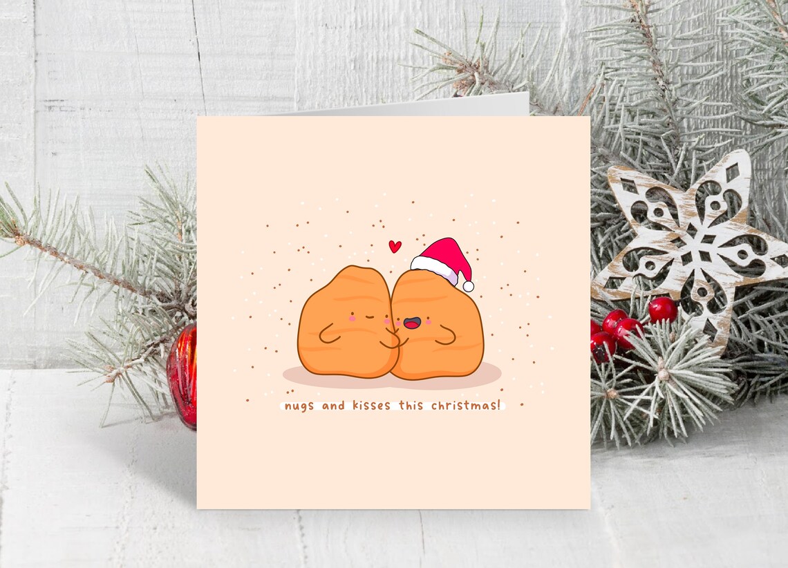 Nugs And Kisses This Christmas Kawaii Nugget Pair Holiday Poster - Image 4