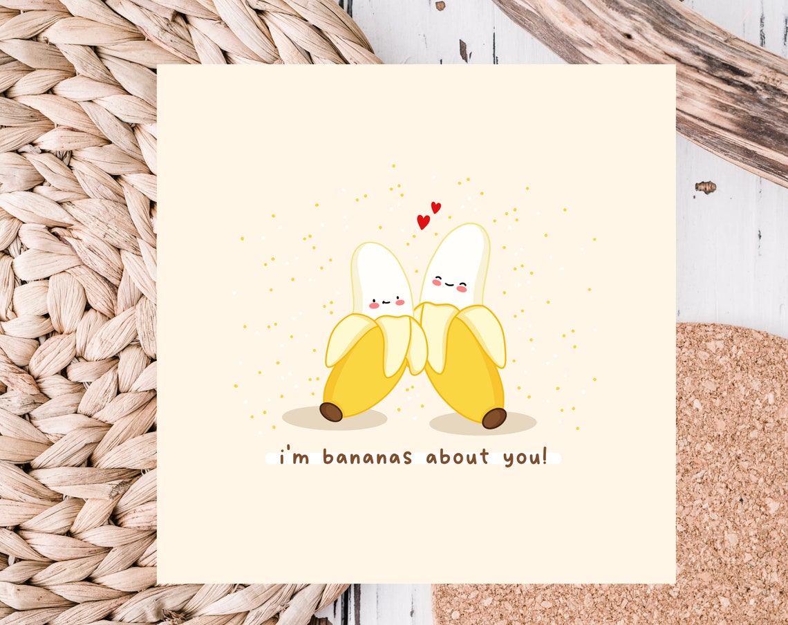 Im Bananas About You Cute Bananas Love Illustrated Card Print - Image 4
