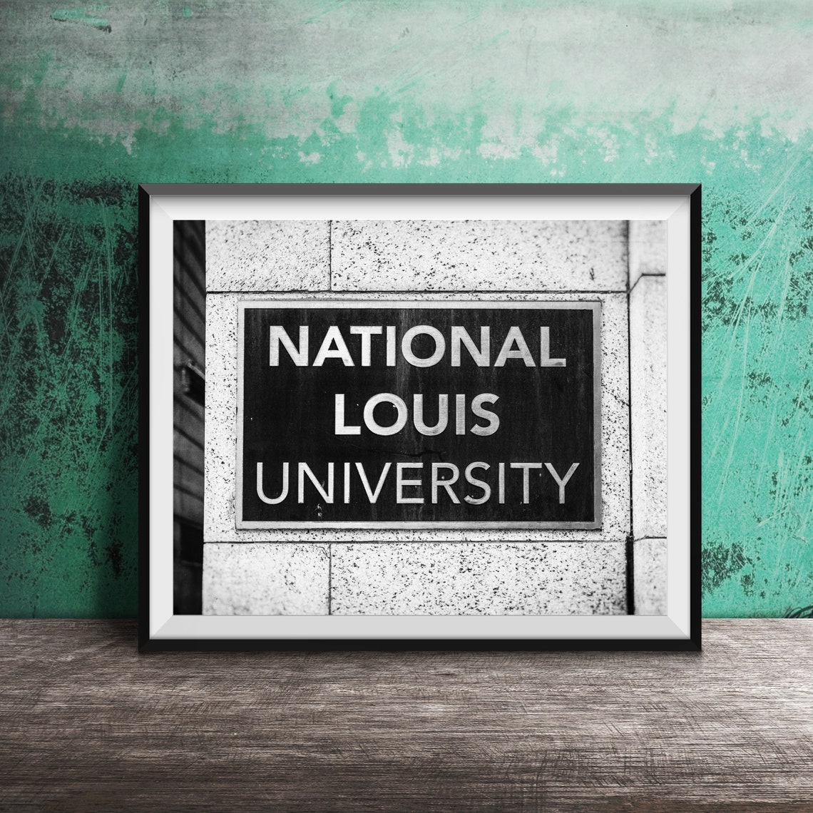 National Louis University Brass Plaque Chicago Photography Poster - Image 2