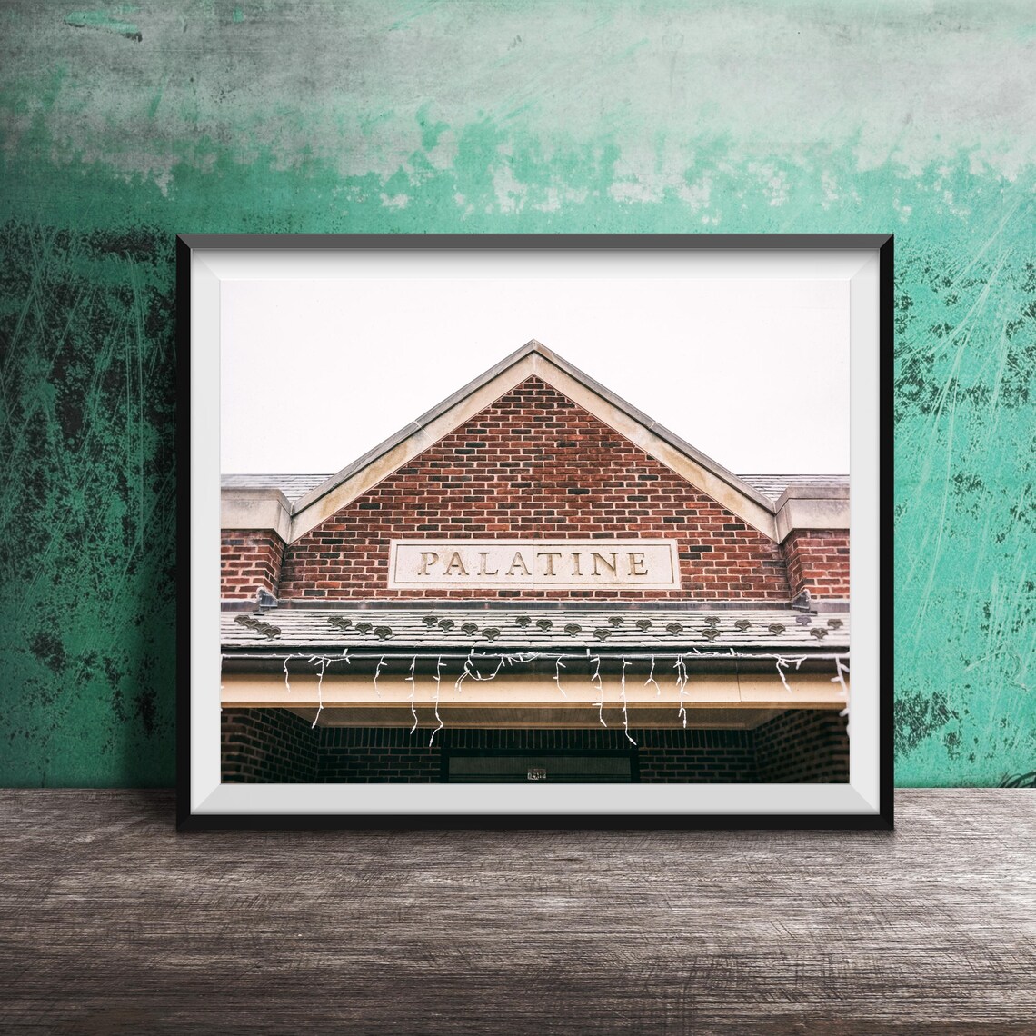 Palatine Illinois Brick Train Station Sign Photography Poster