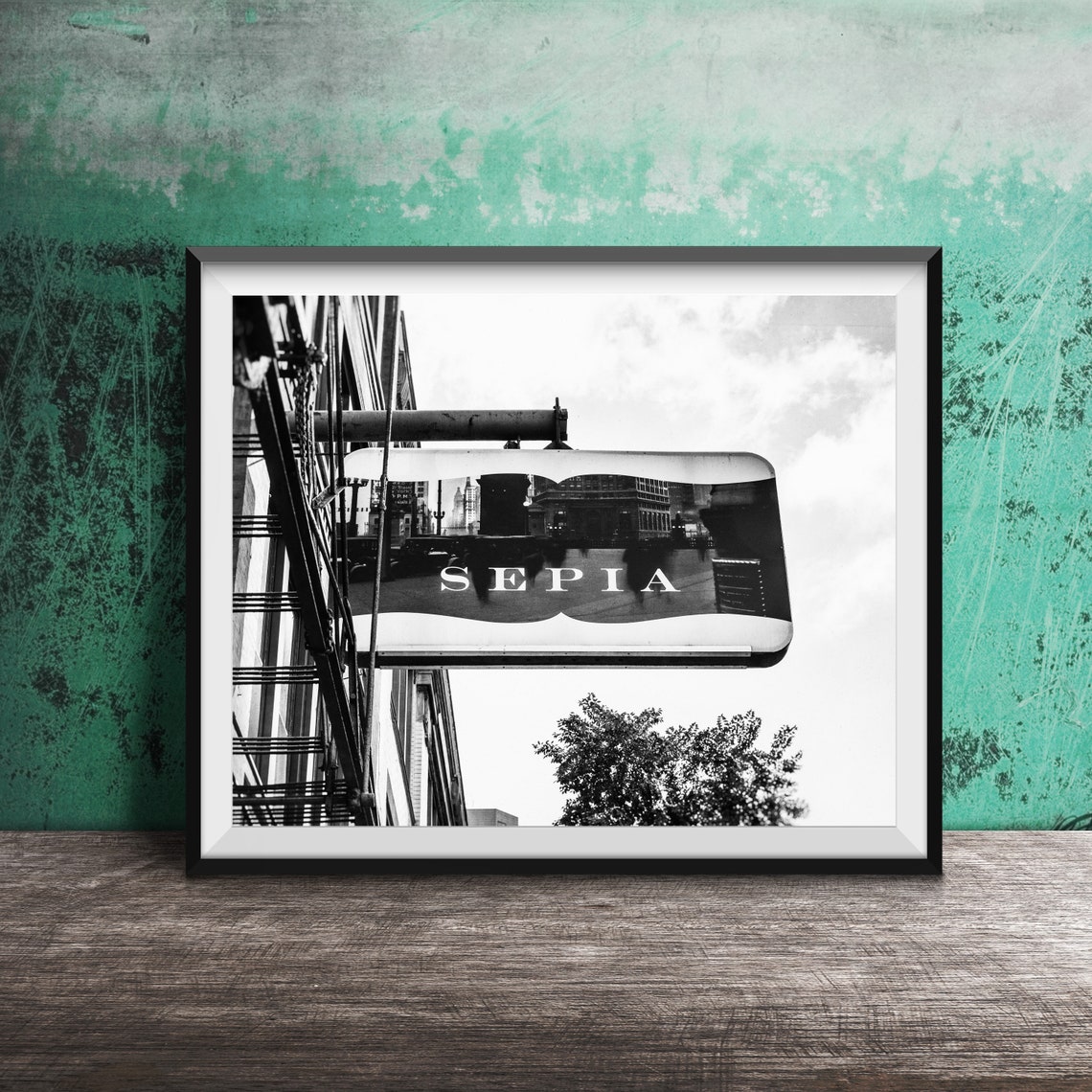 Sepia Chicago West Loop Restaurant Hanging Sign Cityscape Art Poster - Image 2