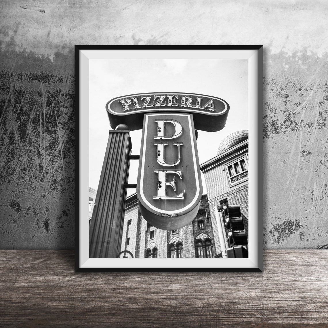 Pizzeria Due Green Neon Blade Sign River North Chicago Poster - Image 2