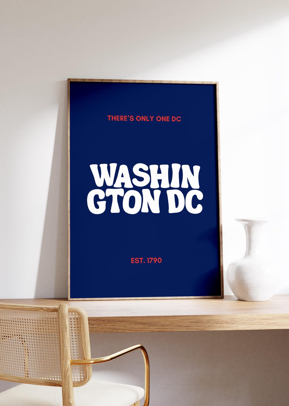 Washington DC Navy Blue Retro Typography Theres Only One DC Poster