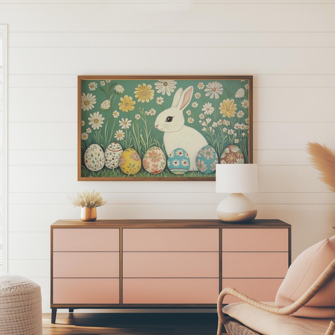 Easter Bunny Painting, Retro Spring Rabbit Decor - Image 4