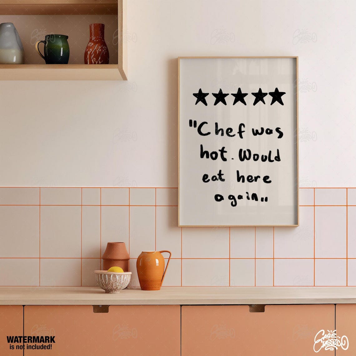 Chef Was Hot Cafe Print Funny Kitchen Quote Art
