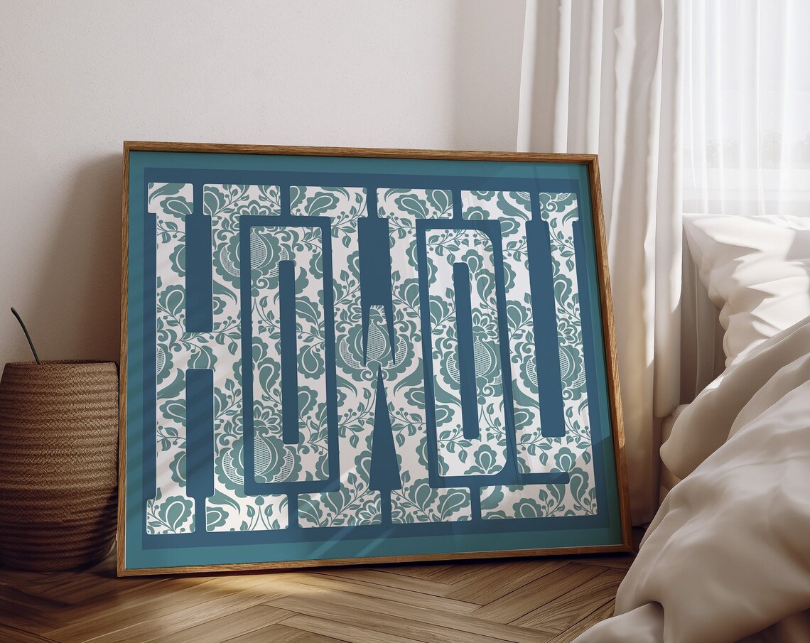 Howdy Giant Blue Paisley Lettering Teal Western Statement Poster