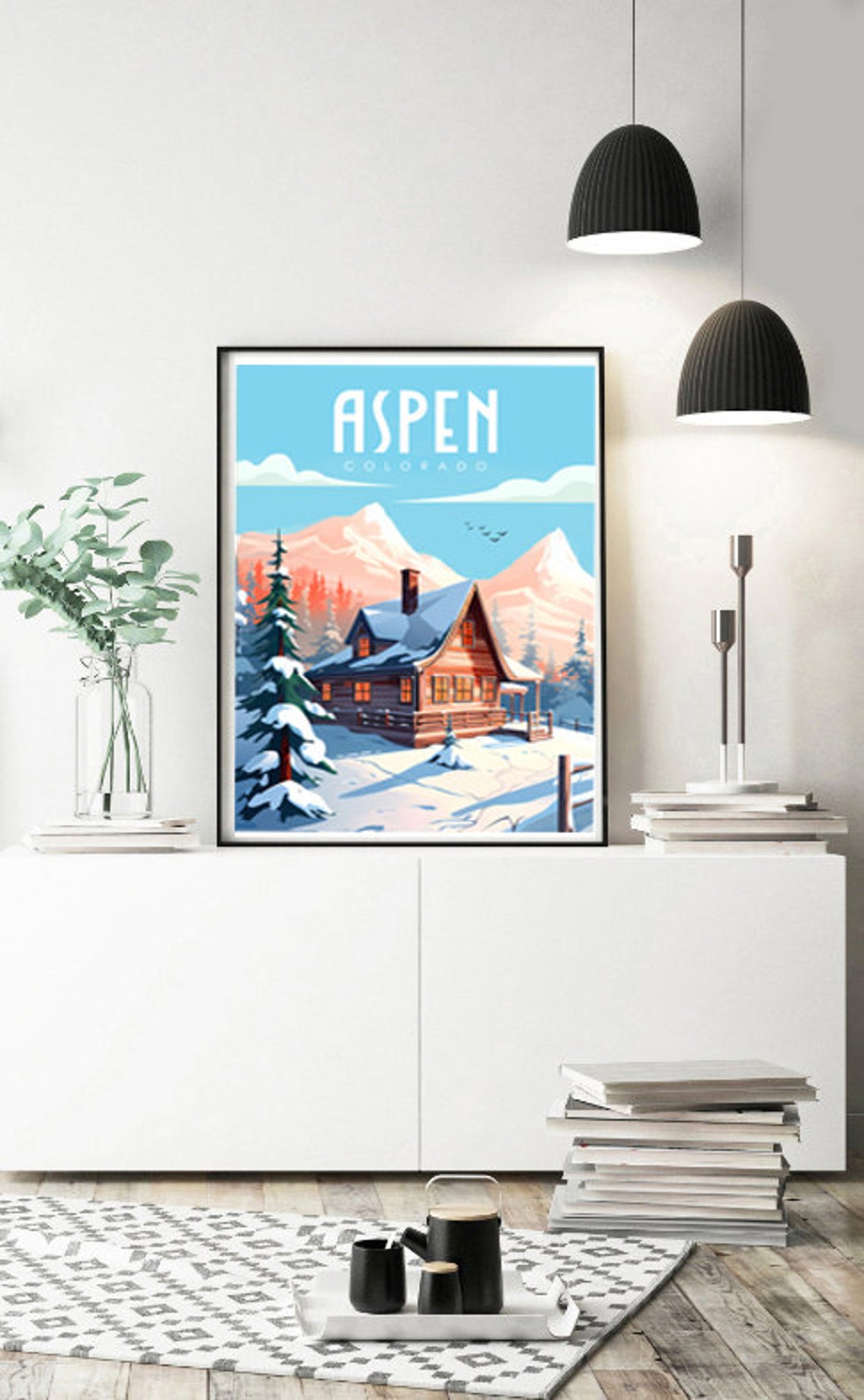 Aspen Travel Print Aspen Poster Colorado Poster Ski Resort Poster Aspen Colorado Travel Poster Us Poster Ski Poster - Image 3
