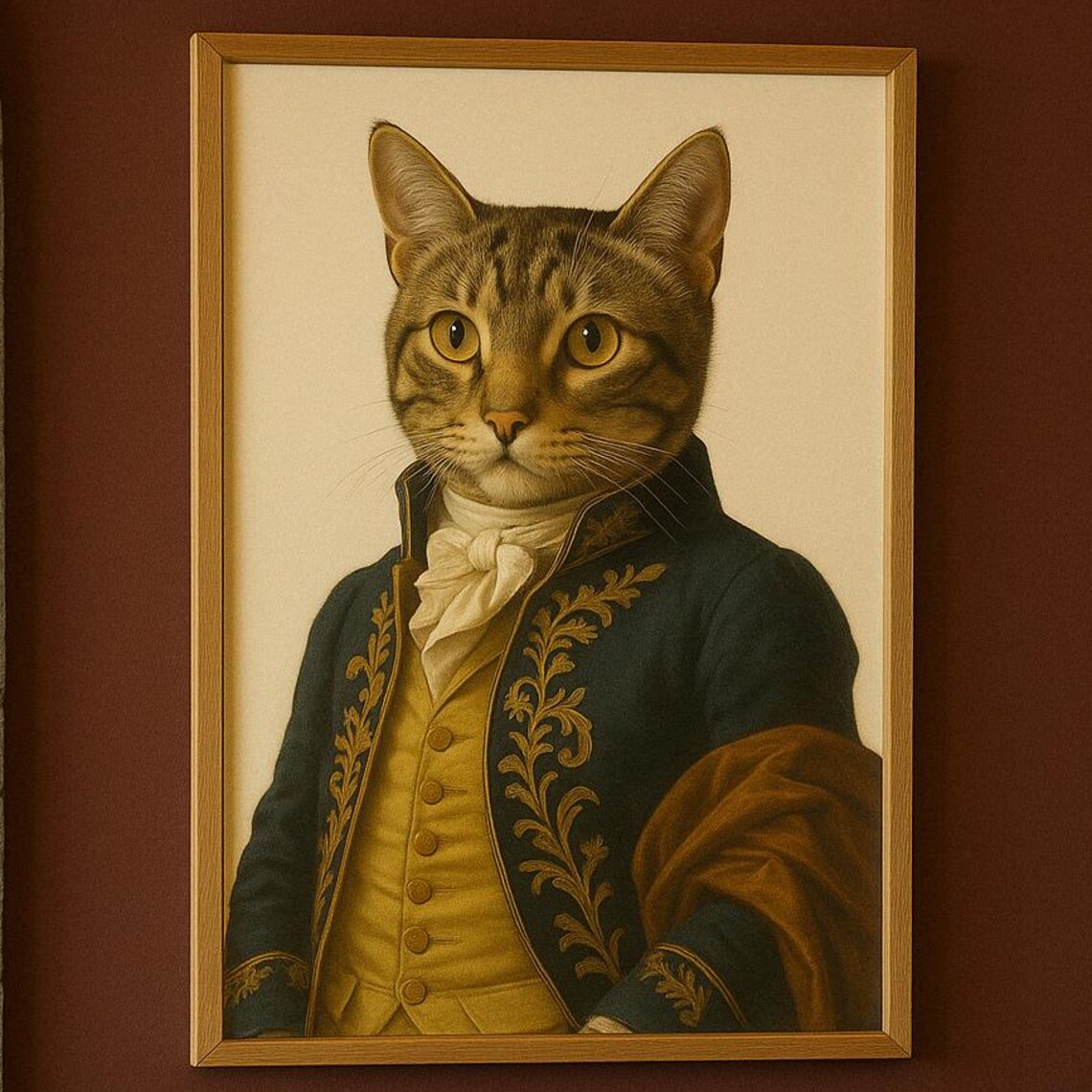 Regal Tabby Cat Portrait, 18th Century Attire
