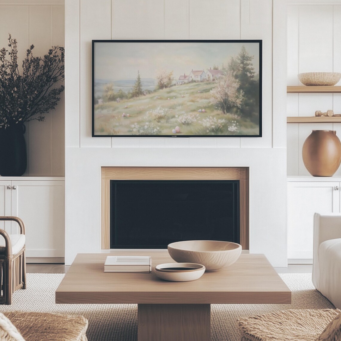 Vintage Easter Eggs Painting Frame Tv Art Moody Easter Village Frame Tv Floral Easter Decor Pastel Spring Scene Screensaver - Image 4