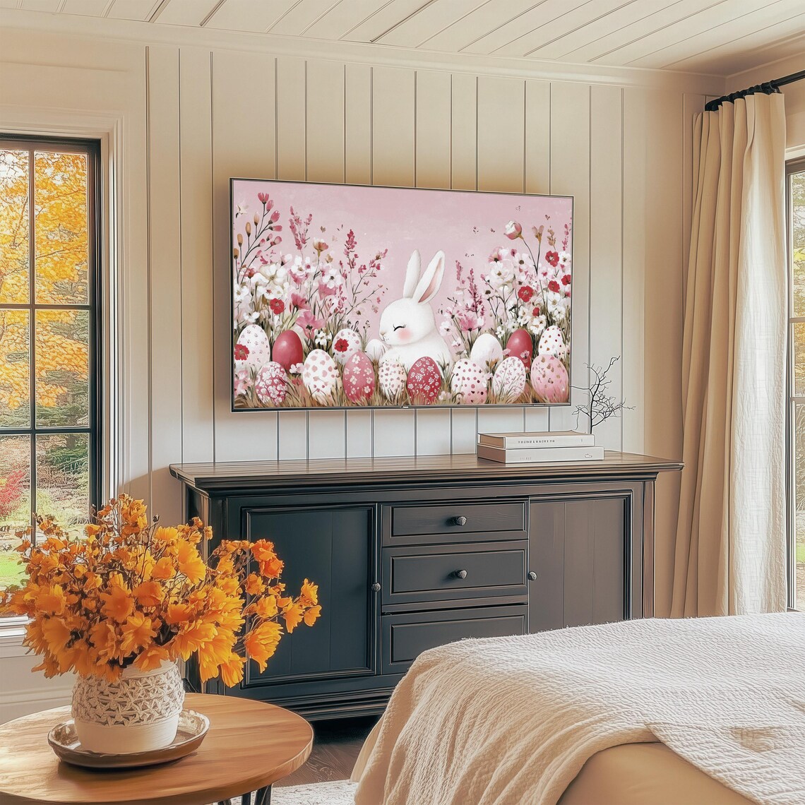 Easter Bunny Painting, Retro Spring Rabbit Decor - Image 2