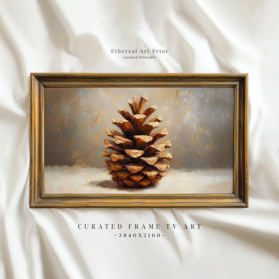 Antique Pine Cone Botanical Study Vintage Winter Decor Wall Print