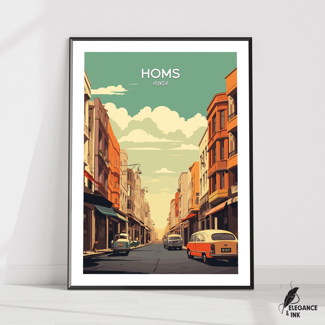 Homs Syria Night Street Citadel Moonlit Old Town Scene Poster