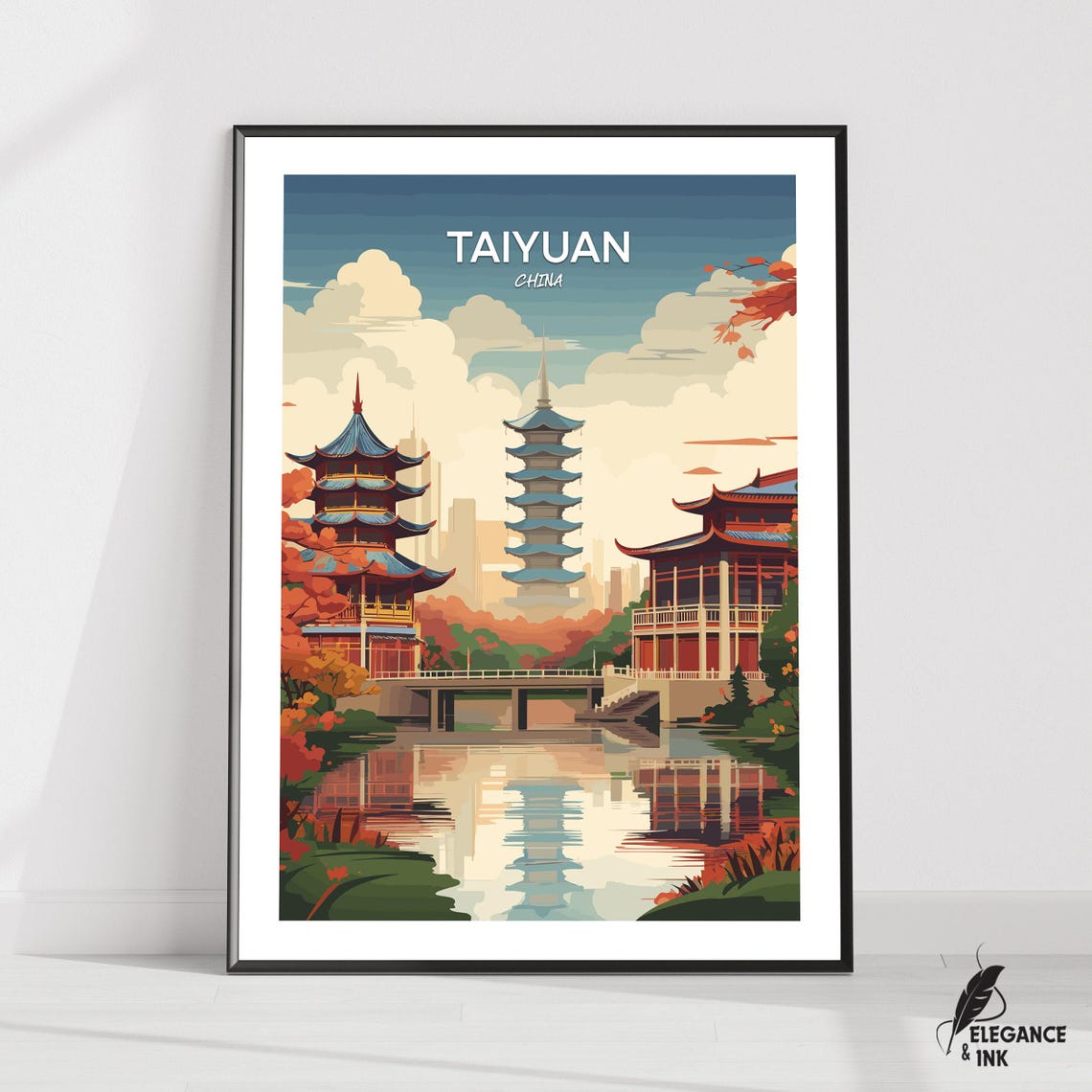 Taiyuan Travel Print Wall Arttaiyuan Minimalist Painting Modern Poster Artwork Shanxi Home Decor Exhibition City Photo