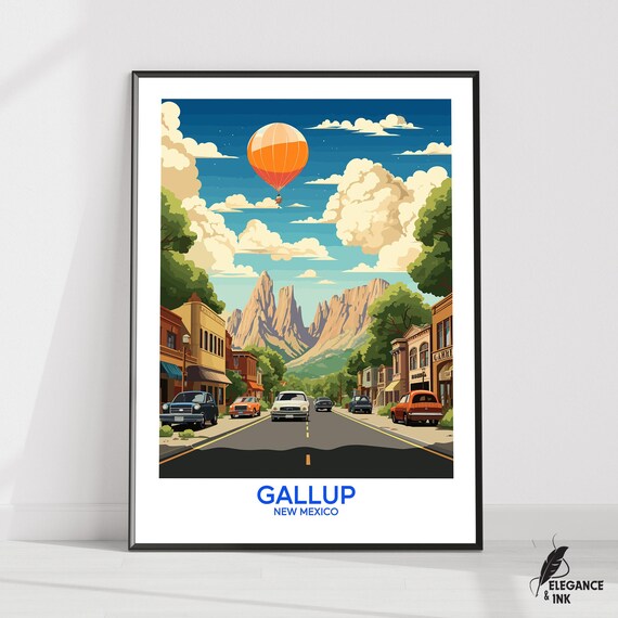 Gallup Postergallup Travel Printgallup Wall Artgallup Decorgallup Illustrationgallup Art Gift Ideawedding Anniversary