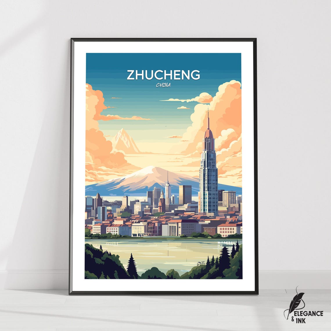 Zhucheng Travel Print Wall Artzhucheng Minimalist Painting Modern Poster Artworkshandong Home Decor Exhibition City Photo