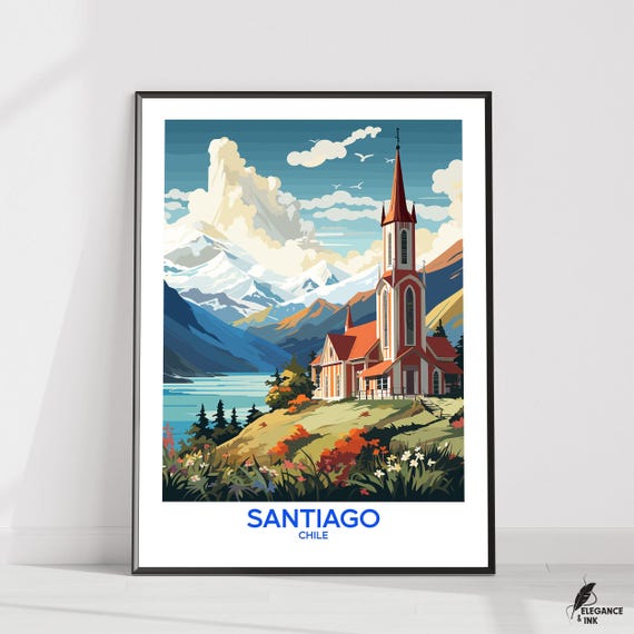 Santiago Postersantiago Wall Artsantiago Decorsantiago Travel Printsantiago Illustrationsantiago Home Decorwall Art