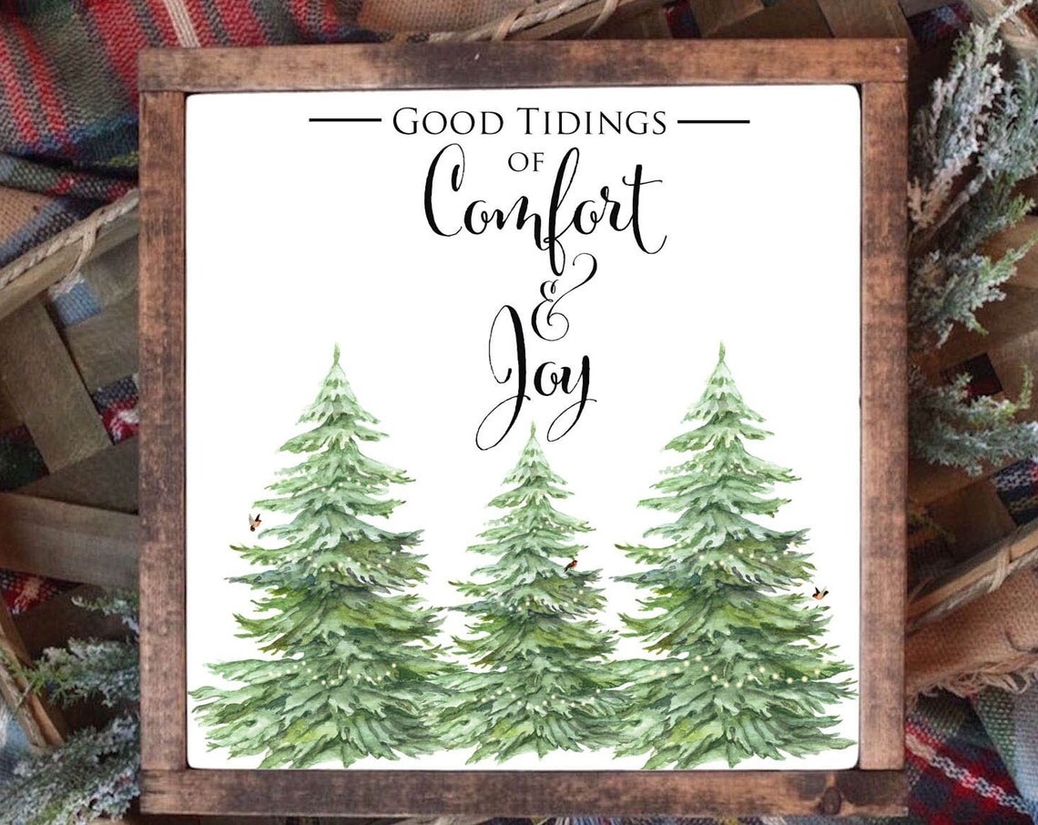 Good Tidings of Comfort and Joy Pine Trees Square Holiday Wall Art - Image 3