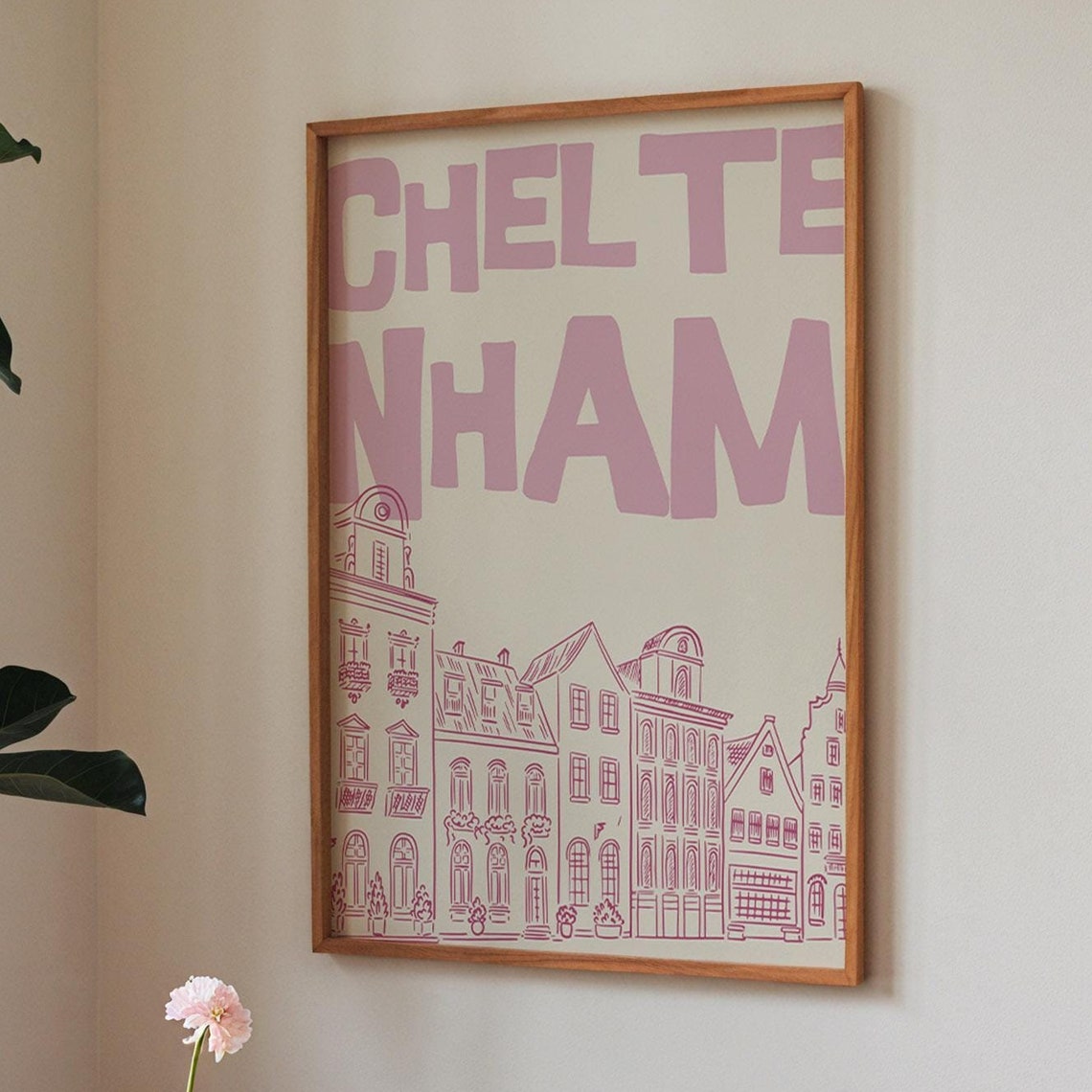 Cheltenham Soft Pink Line Drawing English Architecture Poster