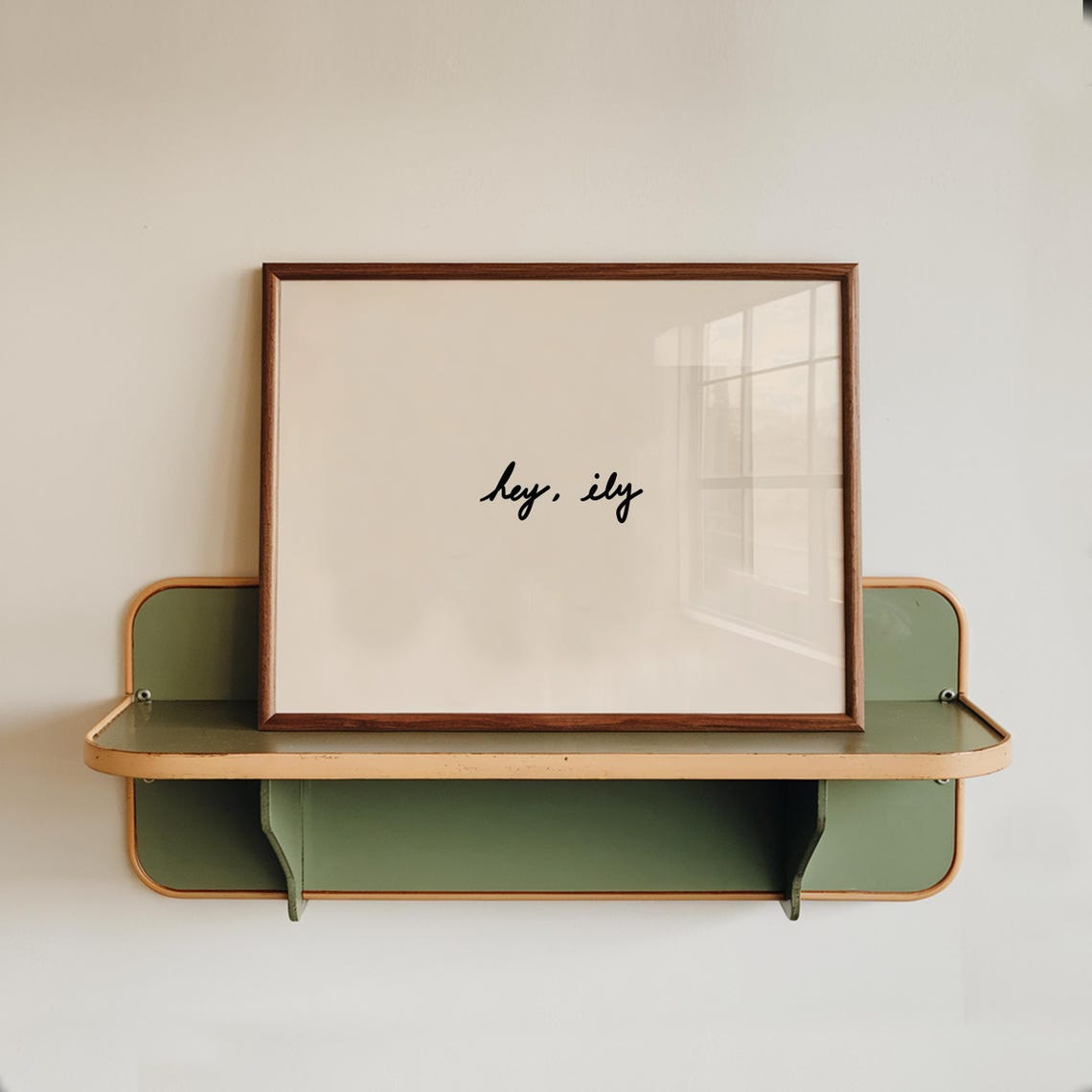 Hey I Love You Handwritten Script Minimalist Love Quote Poster
