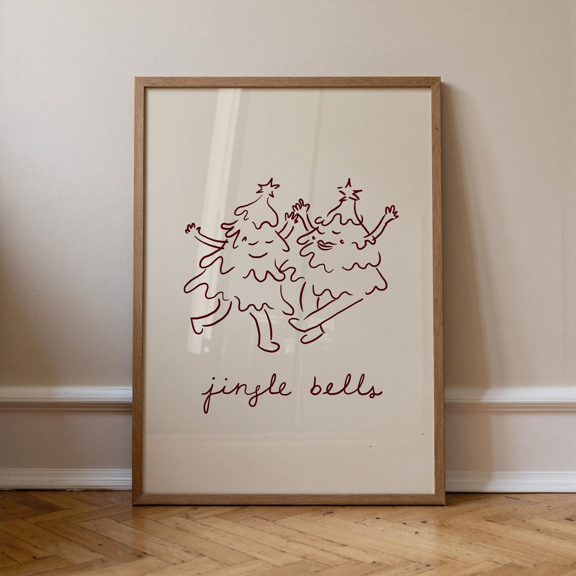 Jingle Bells Christmas Tree Illustration, Holiday Poster