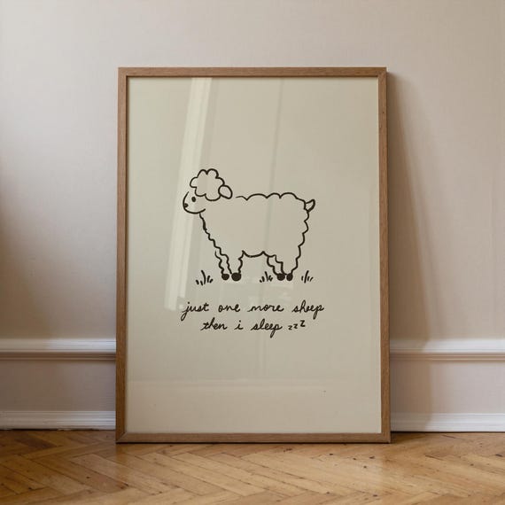 Funny Sleeping Quote Print Handwritten Sheep Bedroom Wall Art Vertical