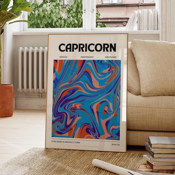Capricorn Zodiac Sign Wall Art Astrology Decor Star Print Horoscope Poster Celestial Artwork