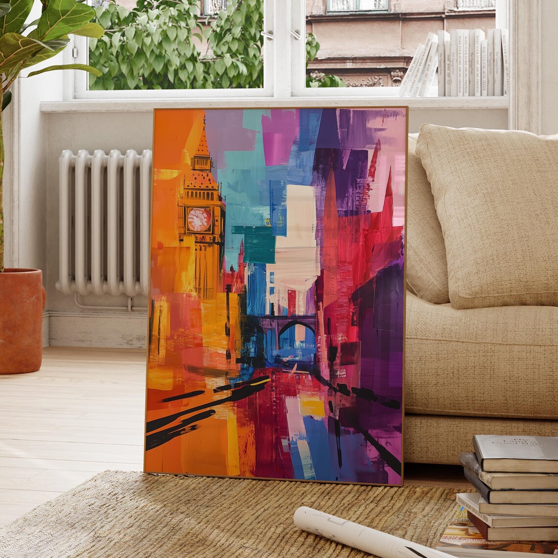 Big Ben London Colorful Abstract Expressionist City Landmark Poster