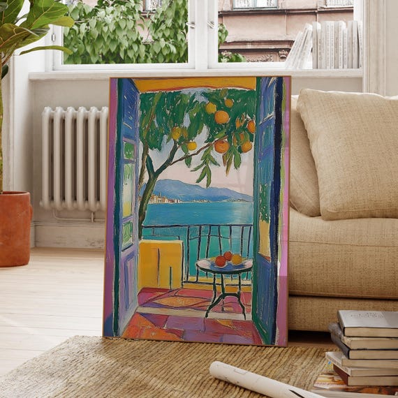 Open Window Henri Matisse Print Style Fauvism Painting Modern Exhibition Patio Doors Italy Mediterranean Lake Como