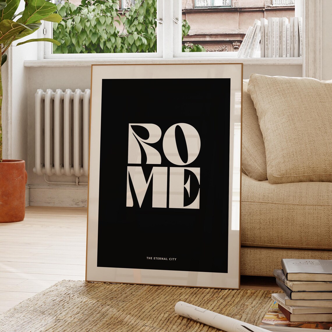 Rome Monochrome Typography Poster The Eternal City Italy Travel Art